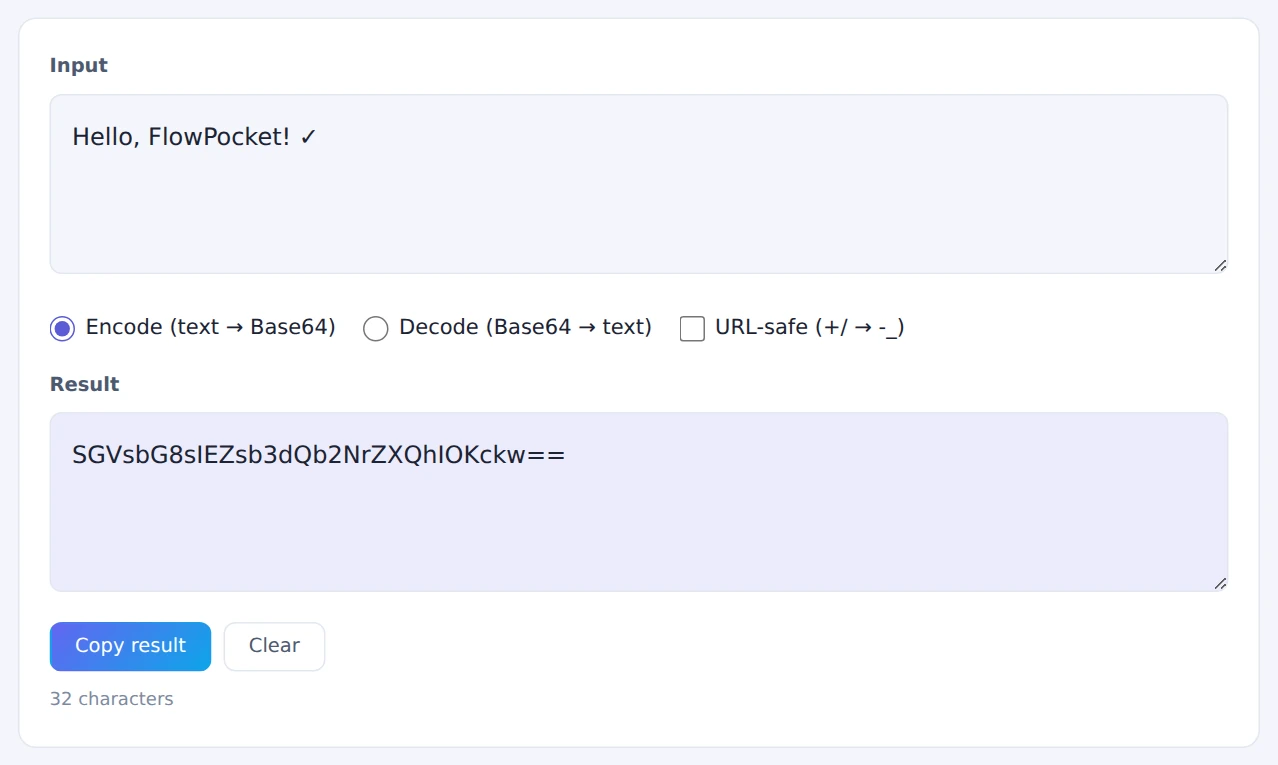 Text encoded to Base64