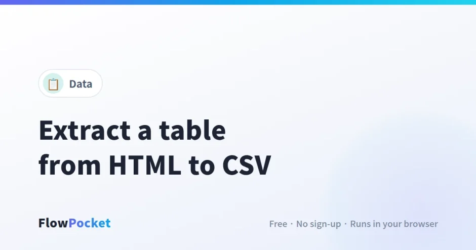 How to Extract a Table from a Web Page to CSV