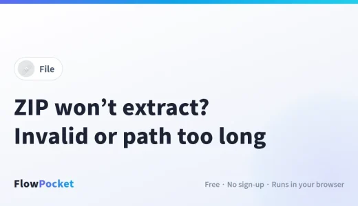 ZIP Won’t Extract? Fix “Compressed Folder Is Invalid” and “Path Too Long” (0x80010135) Without Installing Anything